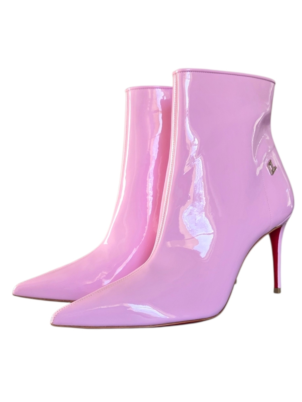 Christian Louboutin Sporty Kate Booty 85 Pinkador Patent Ankle Boots 36.5